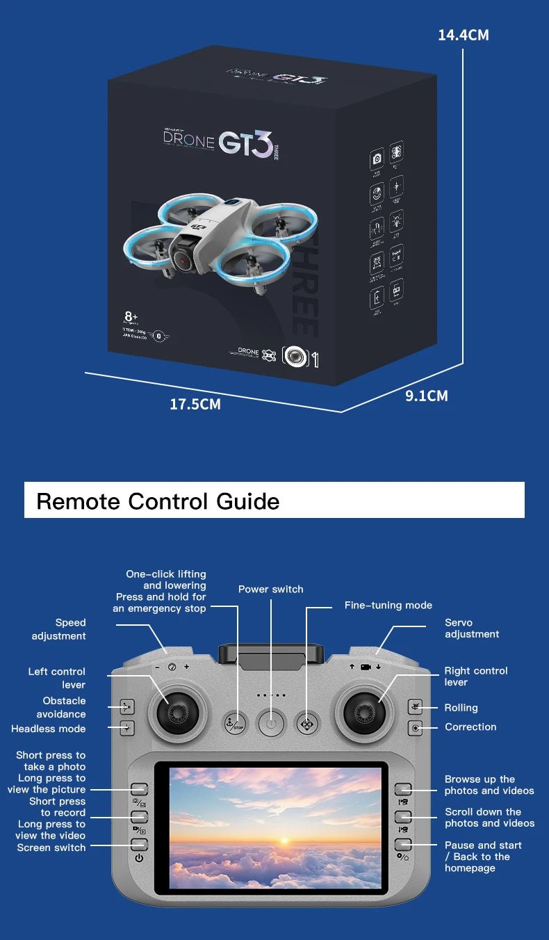 2025 NEW GT3 MAX Mini With LED Foldable Drones GPS 8K HD Dual Camera Brushless Motor Obstacle Avoidance RC Quadcopter Toys GiftsCloudrixCloudrix14:100018786GT3 MAX-8K-VR35025916GT3 MAX - 8K - VR2025 NEW GT3 MAX Mini With LED Foldable Drones GPS 8K HD Dual Camera Brushless Motor Obstacle Avoidance RC Quadcopter Toys Gifts