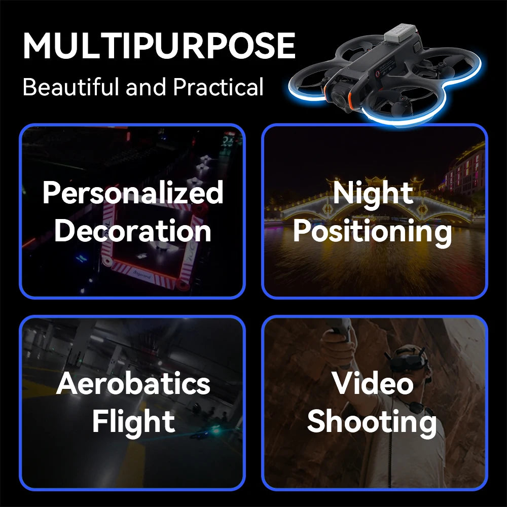 UAV Night Flight Warning Lamp Belt for DJI Avata 2 Strip Light Waterproof LED Brightness Adjustable for Avata2 Drone Accessory