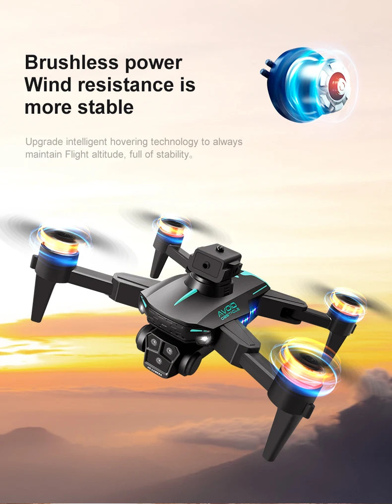 KY605S RC Drone With Screen 8K Professinal Three Camera Aerial Brushless Light Flow Intelligent Obstacle Avoidance RC Quadcopter