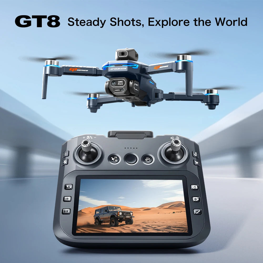 New GT8 Drone 8K Professional HD Camera Aerial FPV Intelligent Avoiding Obstacle Large Screen Remote Control Folding RC Dron Toy