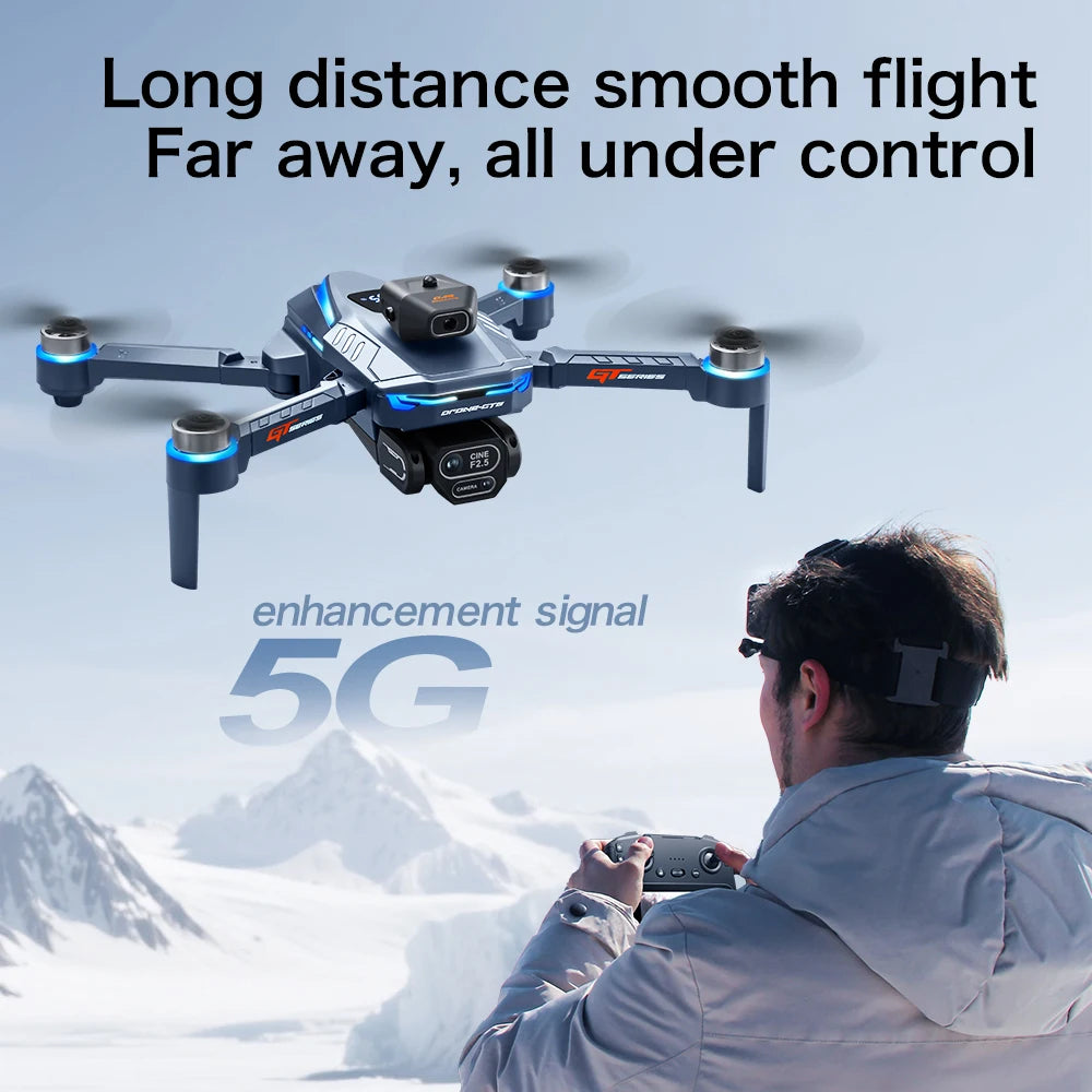2025 NEW GT8 Drone 8K Professional Dual Camera GPS FPV Brushless Motor Optical Flow Hovering Folding Quadcopter RC Dron Toy Gift