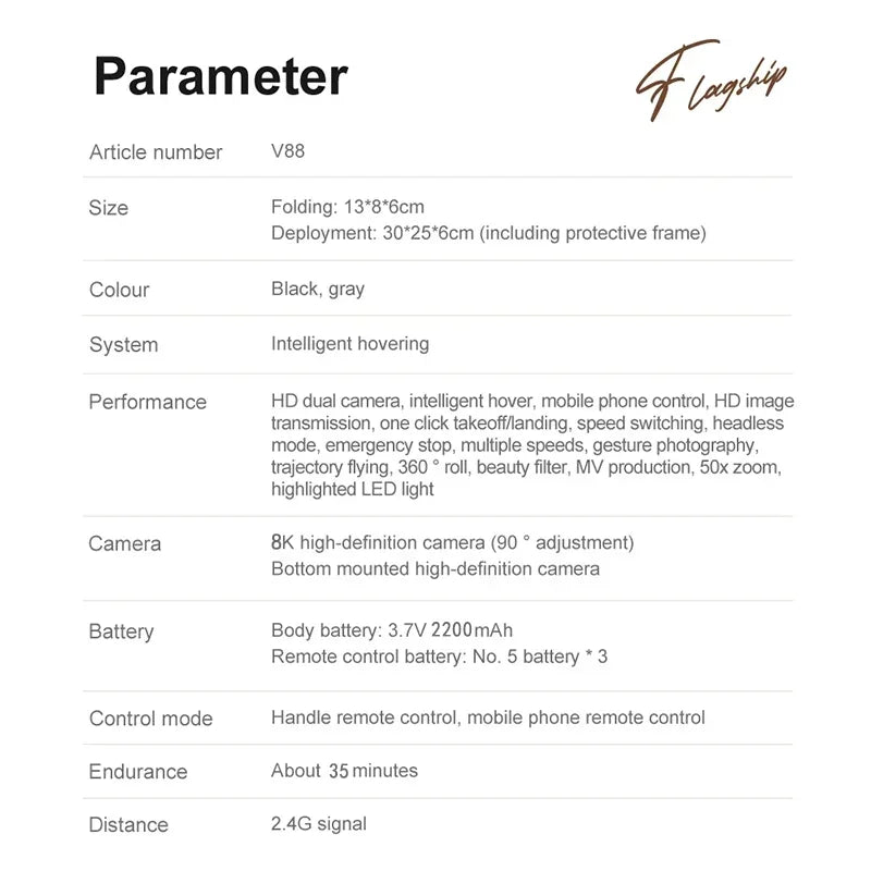 V88 Professional Drone 8K Wide-Angle HD 1080P Camera WiFi FPV Height Hold Foldable RC Drone Quadrotor Helicopter Children's Toy