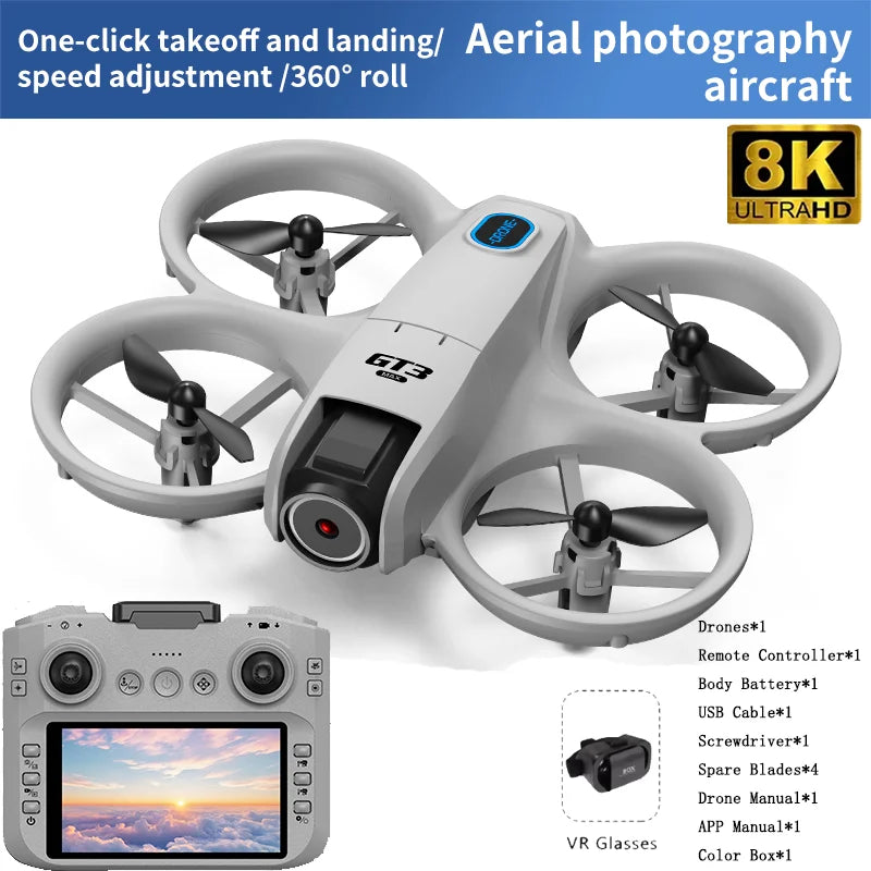 2025 NEW GT3 MAX Mini With LED Foldable Drones GPS 8K HD Dual Camera Brushless Motor Obstacle Avoidance RC Quadcopter Toys Gifts
