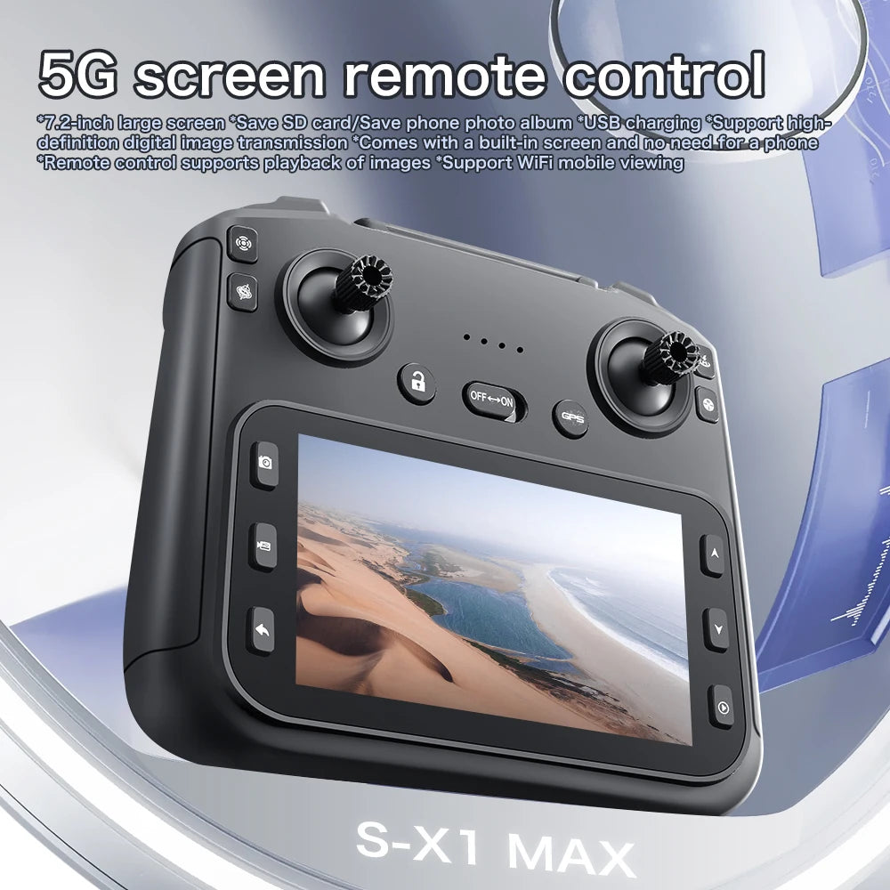 S-X1 New 5G GPS 8K HD EIS Cameras Drone with Screens 3-Axis Anti-shake Gimbal 8K Aerial Brushless Drones RC Quadcopters Mini UAV