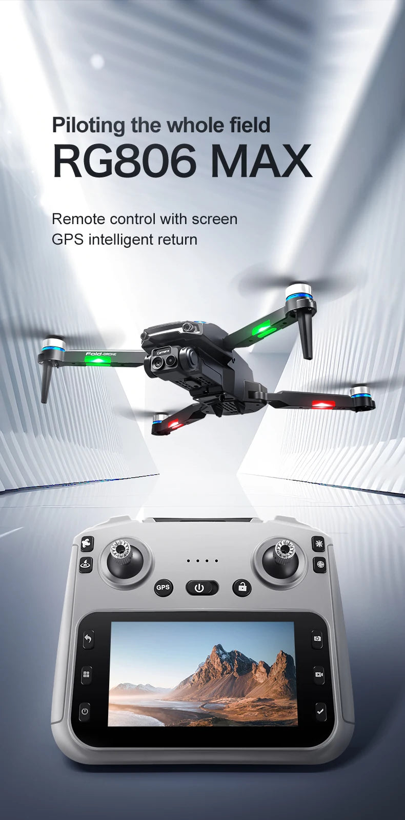 RG806 MAX Drone 8K HD Dual Cameras 5G GPS Aerial Photography 360° Obstacle Avoidance Live Video Security Surveillance Quadcopter