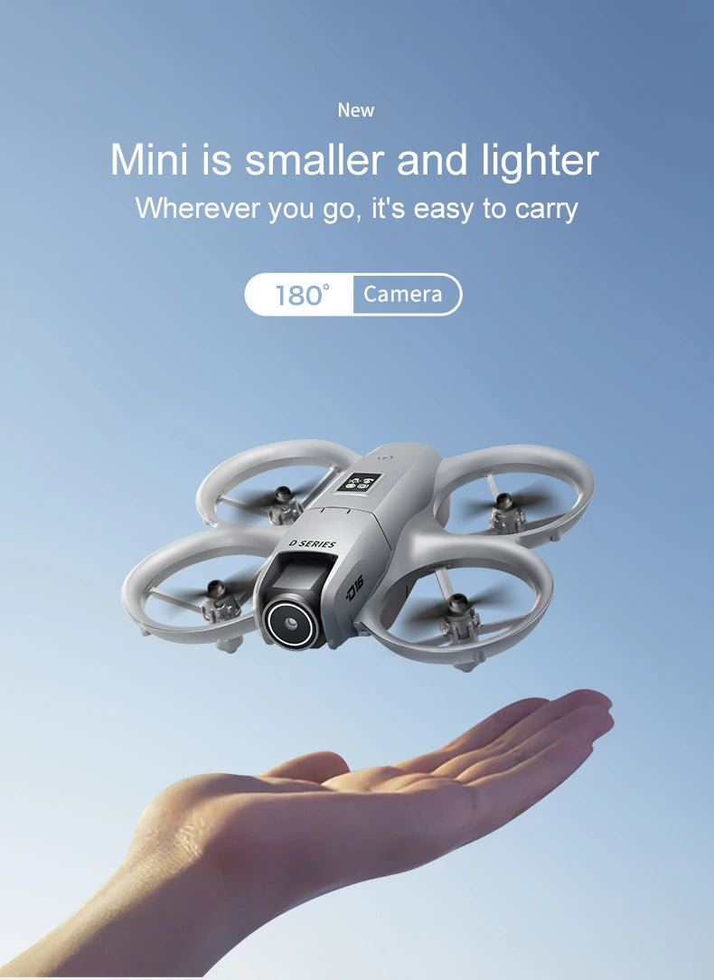 NEW D16 RC Drone Mini Optical Flow Obstacle Avoidance 180 ° Electrically Adjustable 8K Dual Camera Remote-controlled Quadcopters