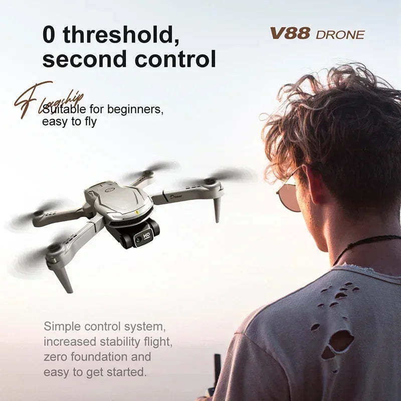 V88 Professional Drone 8K Wide-Angle HD 1080P Camera WiFi FPV Height Hold Foldable RC Drone Quadrotor Helicopter Children's Toy
