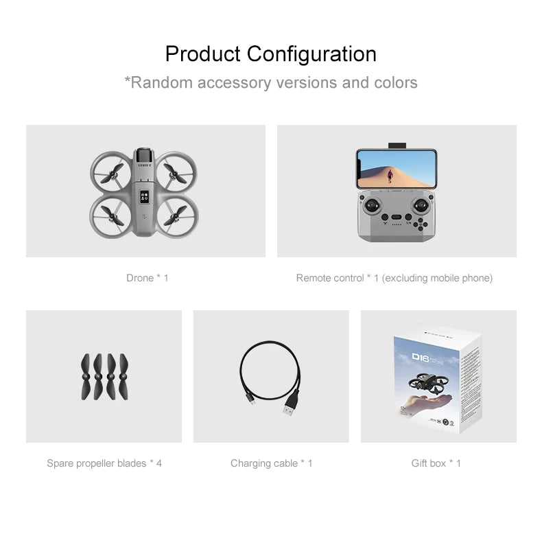 NEW D16 RC Drone Mini Optical Flow Obstacle Avoidance 180 ° Electrically Adjustable 8K Dual Camera Remote-controlled Quadcopters