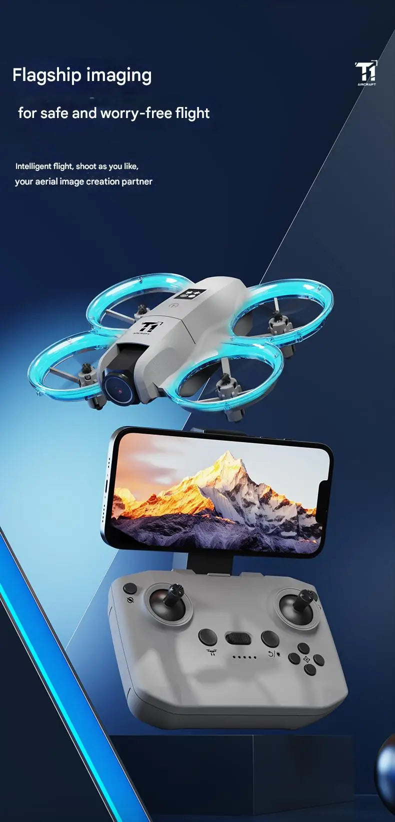 New T1 Professional Drone 8K HD Wide-Angle Camera WiFi FPV Height Hold Foldable RC Drone Quadrotor Helicopter Toy Holiday Gifts
