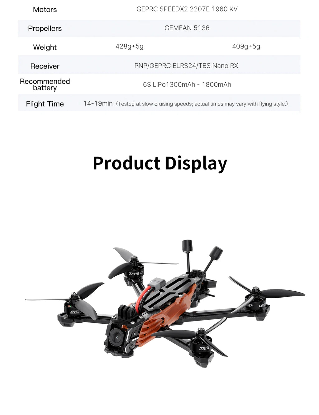 GEPRC Vapor-X5 D5 HD O4 Pro FPV Drone 5Inch O4 Air Unit VTX 4K 120fps Recording 2207E 1960KV Motor RC Quadcopter Freestyle Drone