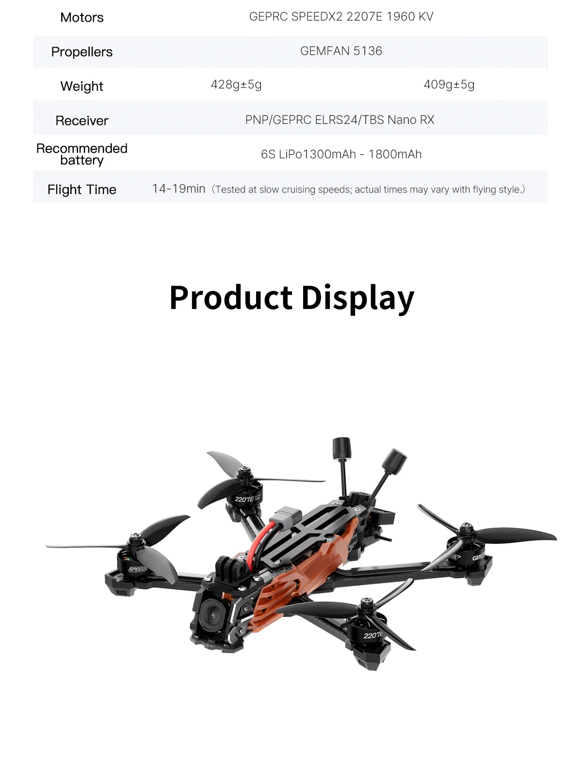 GEPRC Vapor-X5 D5 HD O4 Pro FPV Drone 5Inch O4 Air Unit VTX 4K 120fps Recording 2207E 1960KV Motor RC Quadcopter Freestyle Drone