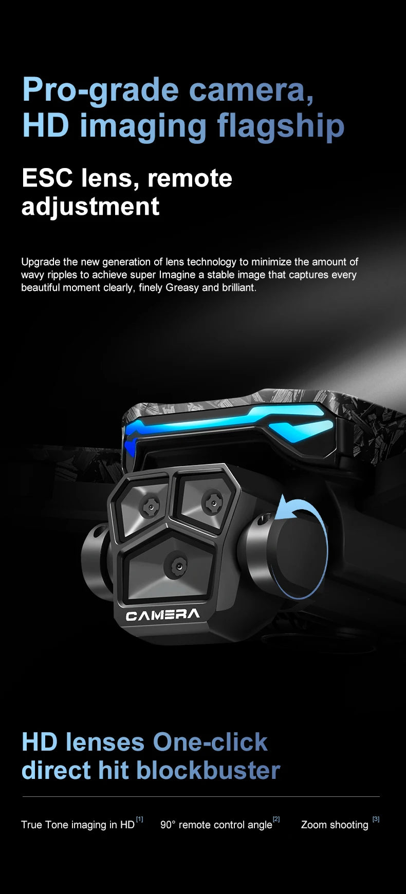 New D13 RC Drone 4K Professional HD Triple Camera 5G WIFI FPV Dron 360° Obstacle Avoidance Brushless Large Screen Quadcopter Toy