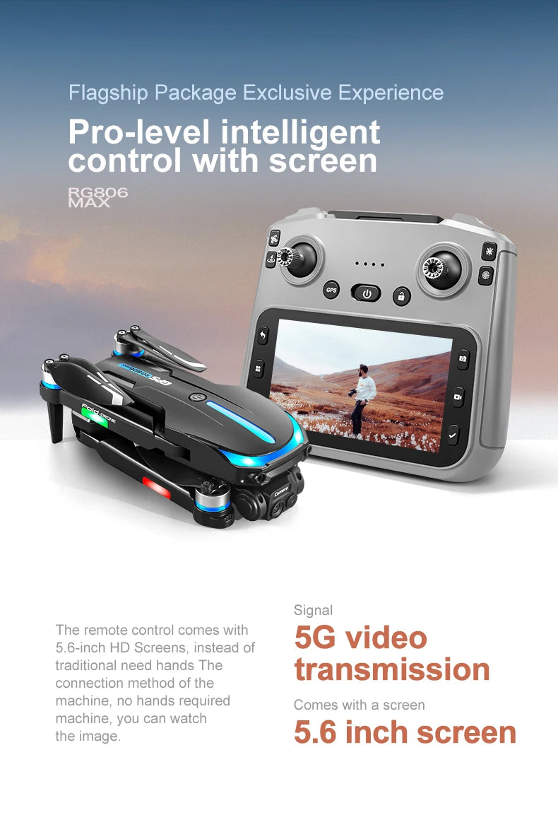 RG806 MAX Drone 8K HD Dual Cameras 5G GPS Aerial Photography 360° Obstacle Avoidance Live Video Security Surveillance Quadcopter