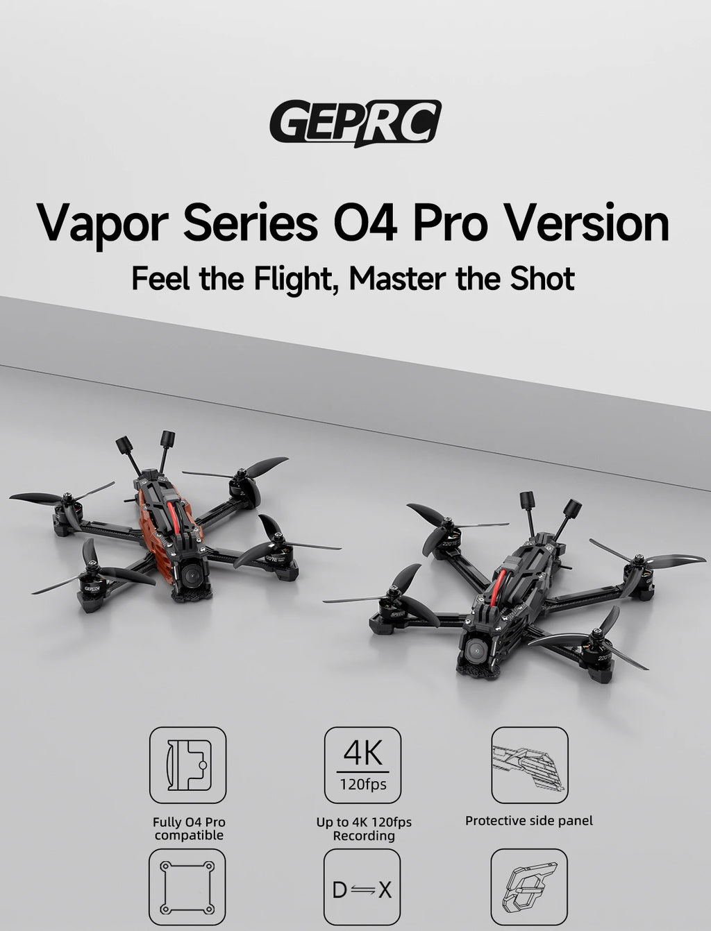GEPRC Vapor-X5 D5 HD O4 Pro FPV Drone 5Inch O4 Air Unit VTX 4K 120fps Recording 2207E 1960KV Motor RC Quadcopter Freestyle Drone