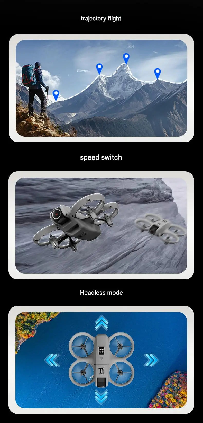 New T1 Professional Drone 8K HD Wide-Angle Camera WiFi FPV Height Hold Foldable RC Drone Quadrotor Helicopter Toy Holiday Gifts