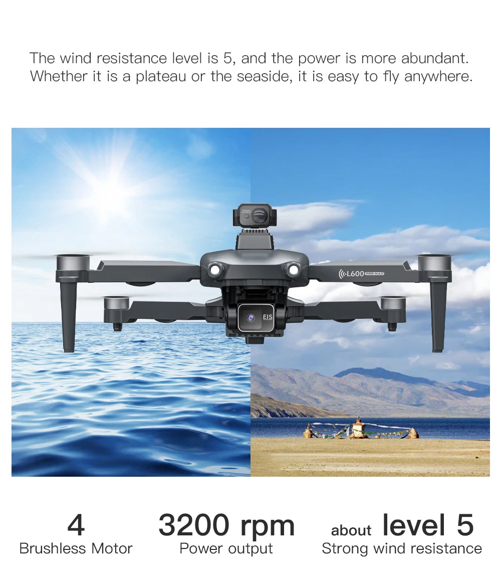 2025 New L600 PRO MAX GPS Drone 5KM 4K Professional HD Dual Camera 3-Axis Gimbal 360 Obstacle Avoidance Brushless Quadcopter Toy