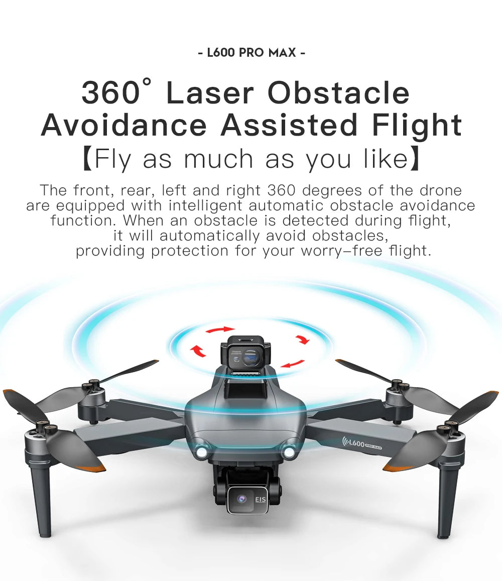 2025 New L600 PRO MAX GPS Drone 5KM 4K Professional HD Dual Camera 3-Axis Gimbal 360 Obstacle Avoidance Brushless Quadcopter Toy
