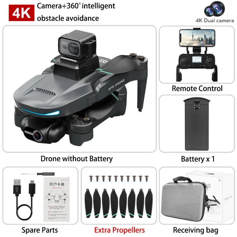 Drone L200 PRO MAX GPS with 2-axis Gimbal Professional Anti-shake 4K HD Camera FPV Drone 360° Obstacle Avoidance Quadcopter Toys