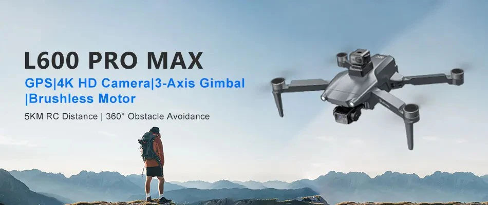2025 New L600 PRO MAX GPS Drone 5KM 4K Professional HD Dual Camera 3-Axis Gimbal 360 Obstacle Avoidance Brushless Quadcopter Toy