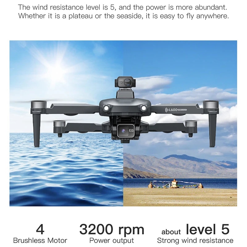 2025 New L600 PRO MAX GPS Drone 5KM 4K Professional HD Dual Camera 3-Axis Gimbal 360 Obstacle Avoidance Brushless Quadcopter Toy