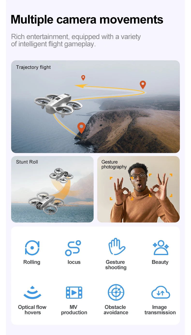 Gt3 Mini Drone 8k Camera 180° ESC Optical Flow Positioning WIFI Aerial Photography Remote Control Aircraft G-safe Drone Toy Gift
