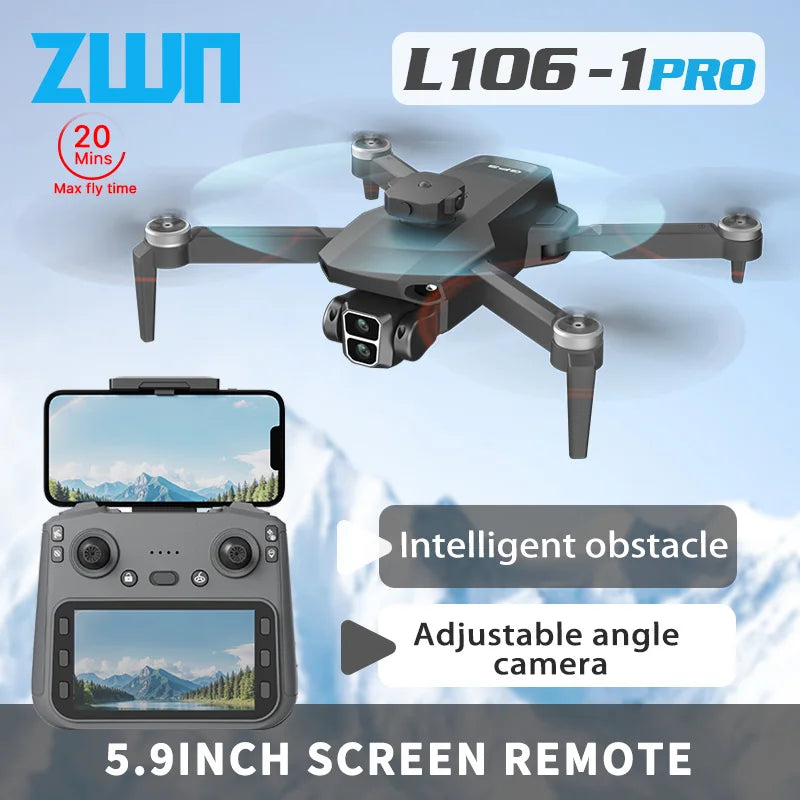 L106-1PRO GPS Professional Drone With 4K HD Camera Screen Remote 5G WIFI 3KM EIS Obstacle Avoidance FPV Brushless Quadcopter