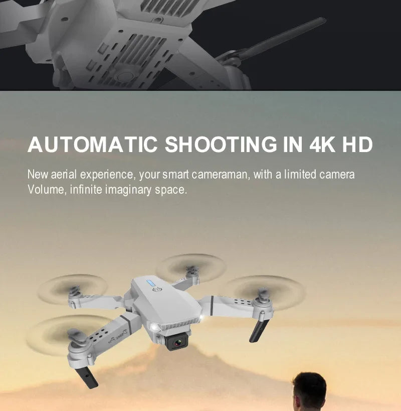 2025 New E88 Pro WiFi FPV Drone - 1080P/4K Single/Dual Camera, Wide-Angle HD, Altitude Hold, Foldable Quadcopter, RC Helicopter