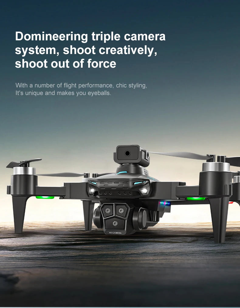 KY605S RC Drone With Screen 8K Professinal Three Camera Aerial Brushless Light Flow Intelligent Obstacle Avoidance RC Quadcopter