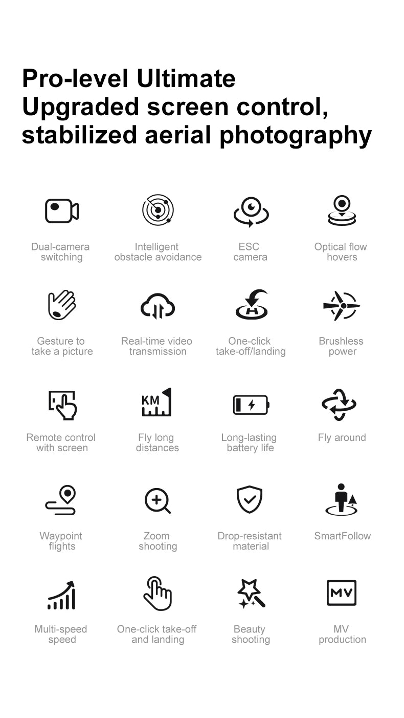 New D13 RC Drone 4K Professional HD Triple Camera 5G WIFI FPV Dron 360° Obstacle Avoidance Brushless Large Screen Quadcopter Toy