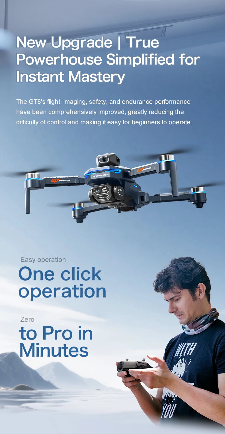 2025 New GT8 FPV Drones GPS 8K Professional HD 360° Dual Cameras 5G WIFI Brushless Motors Obstacle Avoidance Foldable Quadcopter