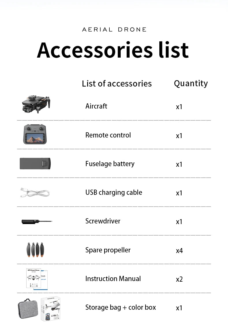 L106-1PRO GPS Professional Drone With 4K HD Camera Screen Remote 5G WIFI 3KM EIS Obstacle Avoidance FPV Brushless Quadcopter