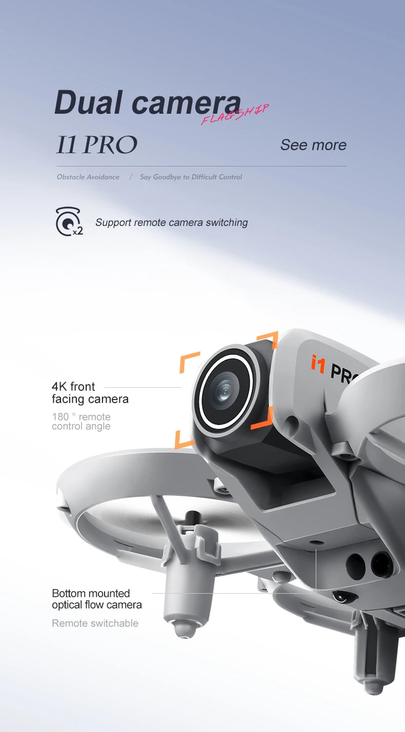 2025 NEW i1PRO Mini Drone Brushless Motor 8K Dual Camera HD Gesture Photography Quadcopters Intelligence Obstacles Avoidance UAV