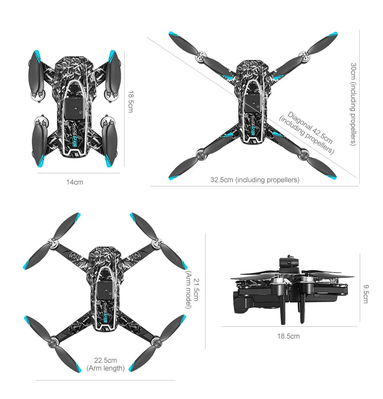 New D13 RC Drone 4K Professional HD Triple Camera 5G WIFI FPV Dron 360° Obstacle Avoidance Brushless Large Screen Quadcopter Toy
