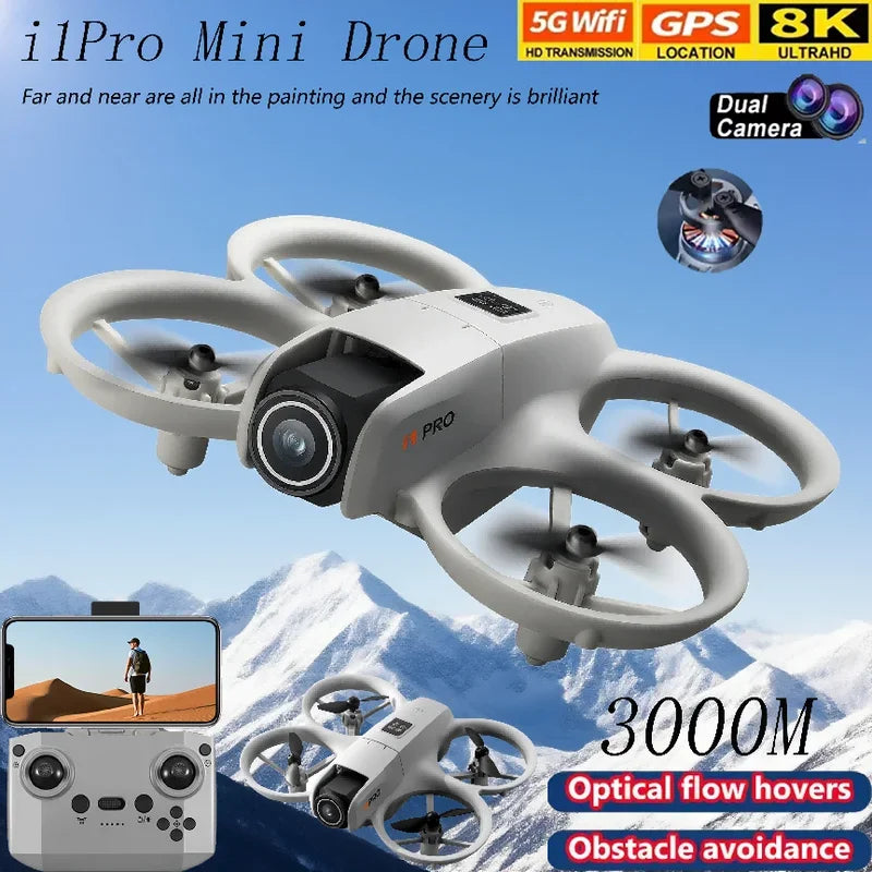 2025 NEW i1PRO Mini Drone Brushless Motor 8K Dual Camera HD Gesture Photography Quadcopters Intelligence Obstacles Avoidance UAV