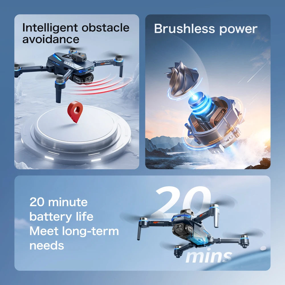 2025 NEW GT8 Drone 8K Professional Dual Camera GPS FPV Brushless Motor Optical Flow Hovering Folding Quadcopter RC Dron Toy Gift