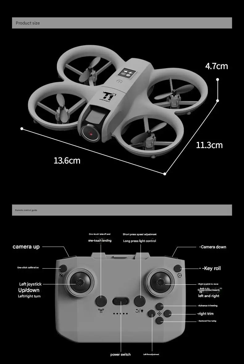 New T1 Professional Drone 8K HD Wide-Angle Camera WiFi FPV Height Hold Foldable RC Drone Quadrotor Helicopter Toy Holiday Gifts