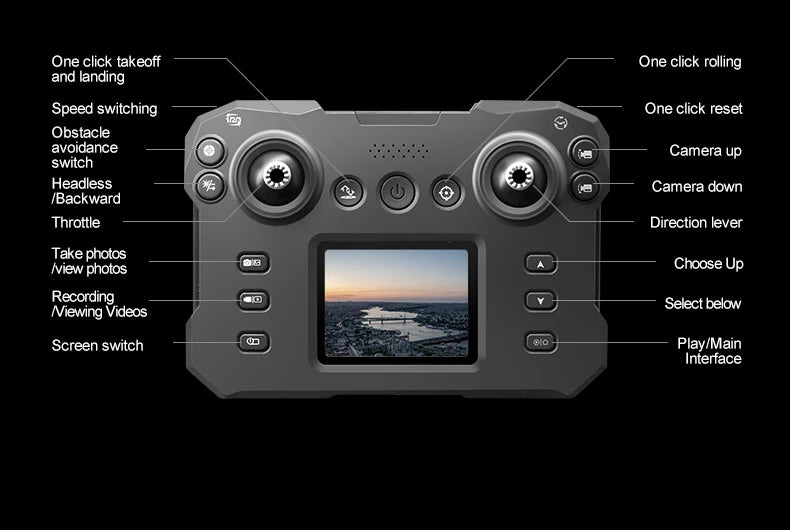 KY605S RC Drone With Screen 8K Professinal Three Camera Aerial Brushless Light Flow Intelligent Obstacle Avoidance RC Quadcopter