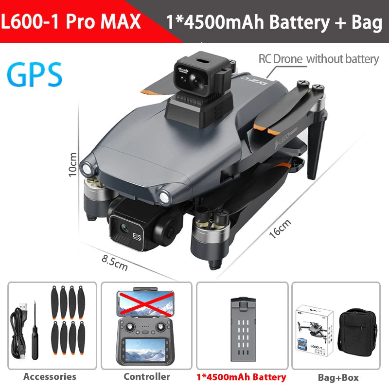 L600-1 Pro MAX 4K Professional Drone With HD Camera 3-Axis Gimbal GPS Dron 360° Obstacle Avoidance 5G WIFI RC Quadcopter Toys