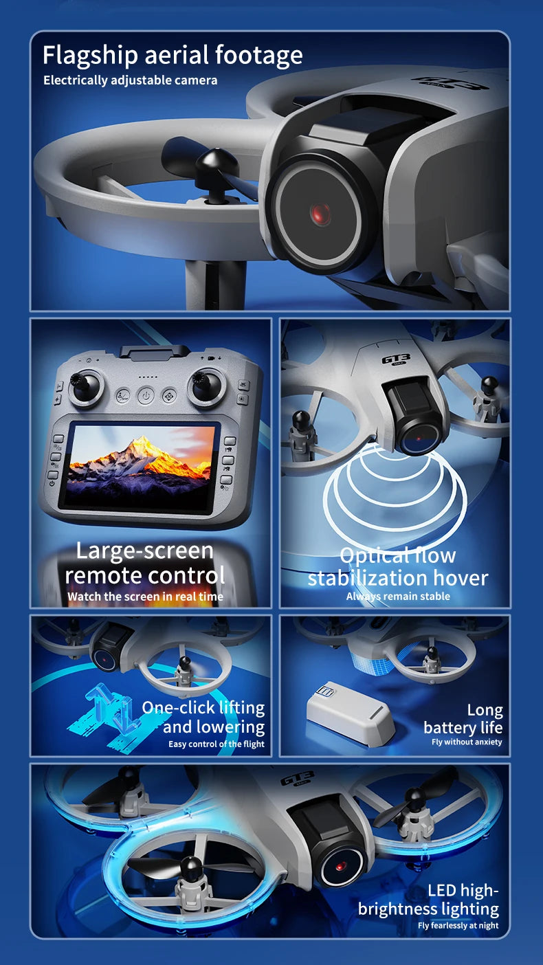 New GT3 RC Drone 8K 5G 2.4G GPS Professional HD Aerial Photography Remote Control Aircraft HD Dual Cameras Quadcopter Toys Gifts