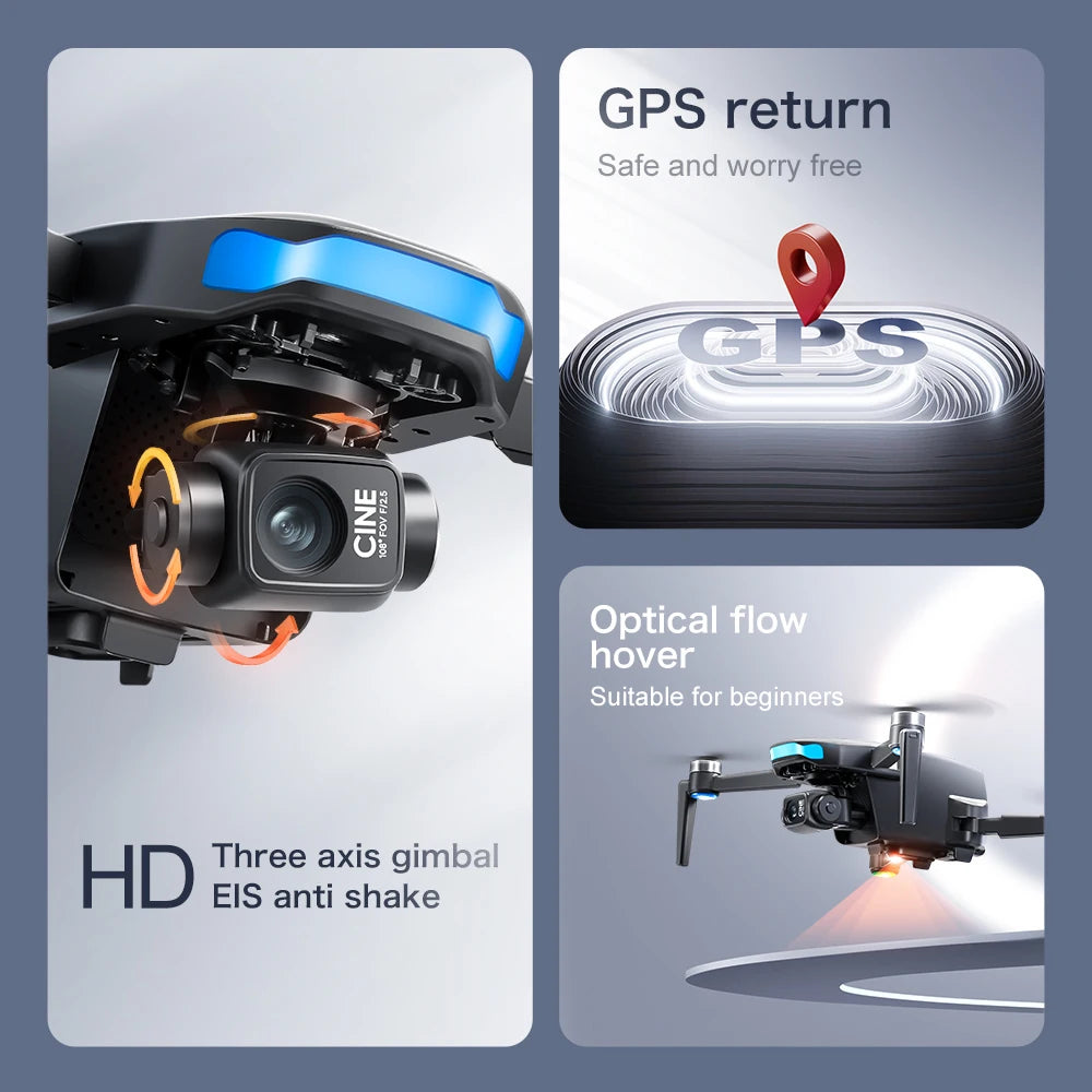 S-X1 New 5G GPS 8K HD EIS Cameras Drone with Screens 3-Axis Anti-shake Gimbal 8K Aerial Brushless Drones RC Quadcopters Mini UAV