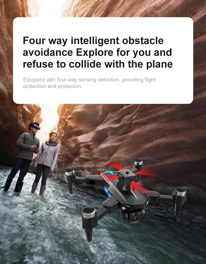 KY605S RC Drone With Screen 8K Professinal Three Camera Aerial Brushless Light Flow Intelligent Obstacle Avoidance RC Quadcopter