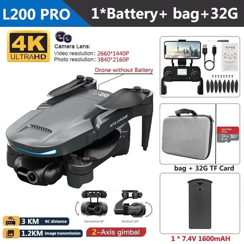 L200 PRO MAX Drone 4K 2 - Axis PTZ HD Dual Camera 360° Laser Obstacle Avoidance Brushless Motor GPS 5G WIFI RC FPV Quadcopter ToysCloudrixCloudrix14:366L200 PRO 4K 1B 32G;200007763:20133610034632700L200 PRO 4K 1B 32GL200 PRO MAX Drone 4K 2 - Axis PTZ HD Dual Camera 360° Laser Obstacle Avoidance Brushless Motor GPS 5G WIFI RC FPV Quadcopter ToysCHINA