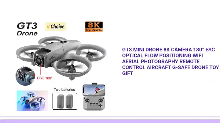Gt3 Mini Drone 8k Camera 180&deg; ESC Optical Flow Positioning WIFI Aerial Photography Remote Control Aircraft G-safe Drone Toy Gift by@Outfy