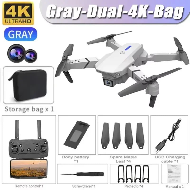 Professional Drone E88 4K Wide - Angle HD 1080P Camera WiFi FPV Height Hold Foldable RC Drone Quadrotor Helicopter Children's ToysCloudrixCloudrix14:350850Gray-Dual-4K-Bag33125372Gray - Dual - 4K - BagProfessional Drone E88 4K Wide - Angle HD 1080P Camera WiFi FPV Height Hold Foldable RC Drone Quadrotor Helicopter Children's Toys