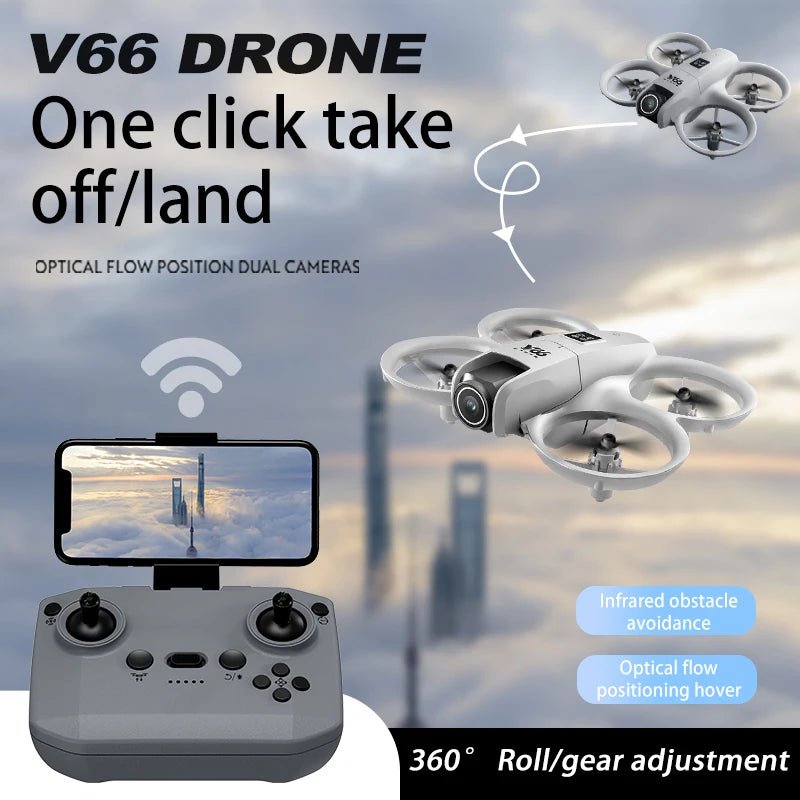 V66 Mini Drone 4K Profession HD Wide Angle Camera WiFi FPV RC Dron Height Keep Helicopter Foldable Quadcopter Kids Toys Gift 4DRCloudrixCloudrix14:175Grayish White94131452Grayish WhiteV66 Mini Drone 4K Profession HD Wide Angle Camera WiFi FPV RC Dron Height Keep Helicopter Foldable Quadcopter Kids Toys Gift 4DR